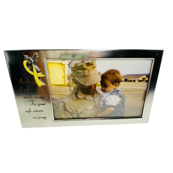 Military Frame Metal Free Standing Picture Frame Yellow Ribbon Active Duty u - Picture 3 of 4